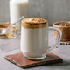 Whipped Dalgona coffee in clear mug